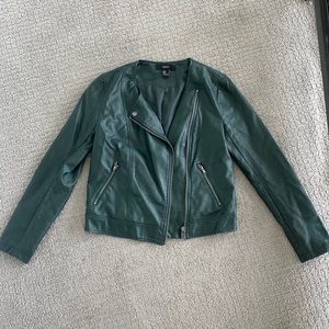 Dark green vegan leather jacket